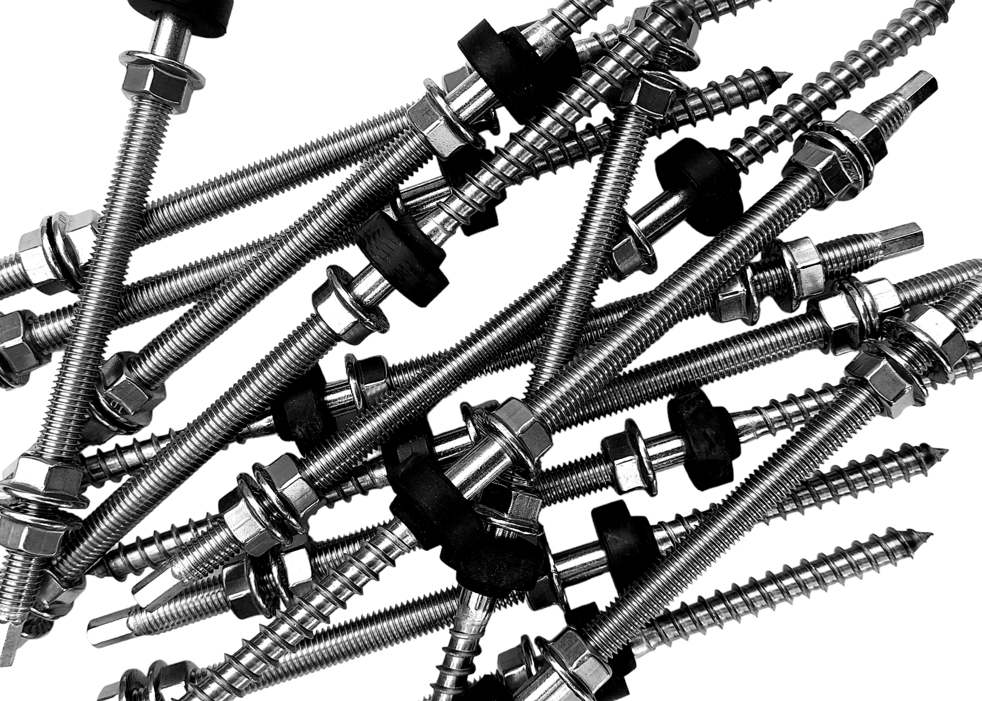 Stockschraube M10x200 mm mit Sperrzahnmuttern Edelstahl M10 und EPDM-Dichtung